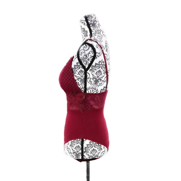 Fashion Nova Burgundy Lace Bodysuit Top - Picture 7 of 11